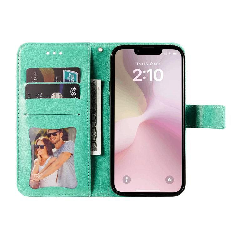 For iPhone 16e Leather Wallet Case Flower Pattern Mobile Accessories Wholesale - Green