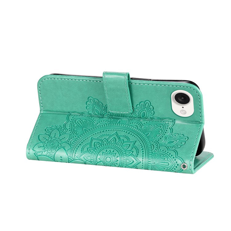 For iPhone 16e Leather Wallet Case Flower Pattern Mobile Accessories Wholesale - Green