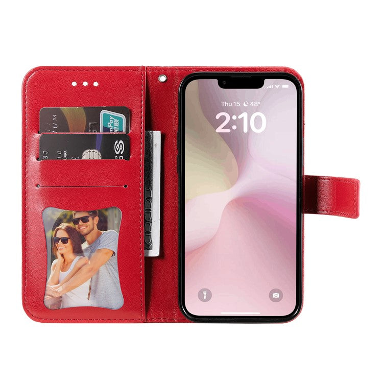For iPhone 16e Leather Wallet Case Flower Pattern Mobile Accessories Wholesale - Red