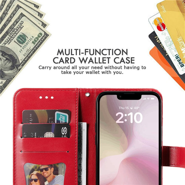 For iPhone 16e Leather Wallet Case Flower Pattern Mobile Accessories Wholesale - Red