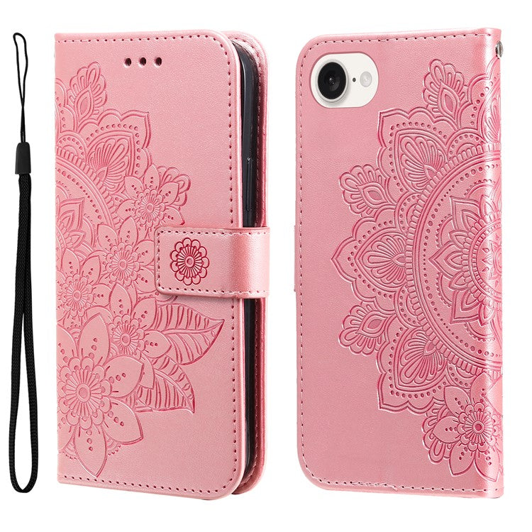 For iPhone 16e Leather Wallet Case Flower Pattern Mobile Accessories Wholesale - Pink
