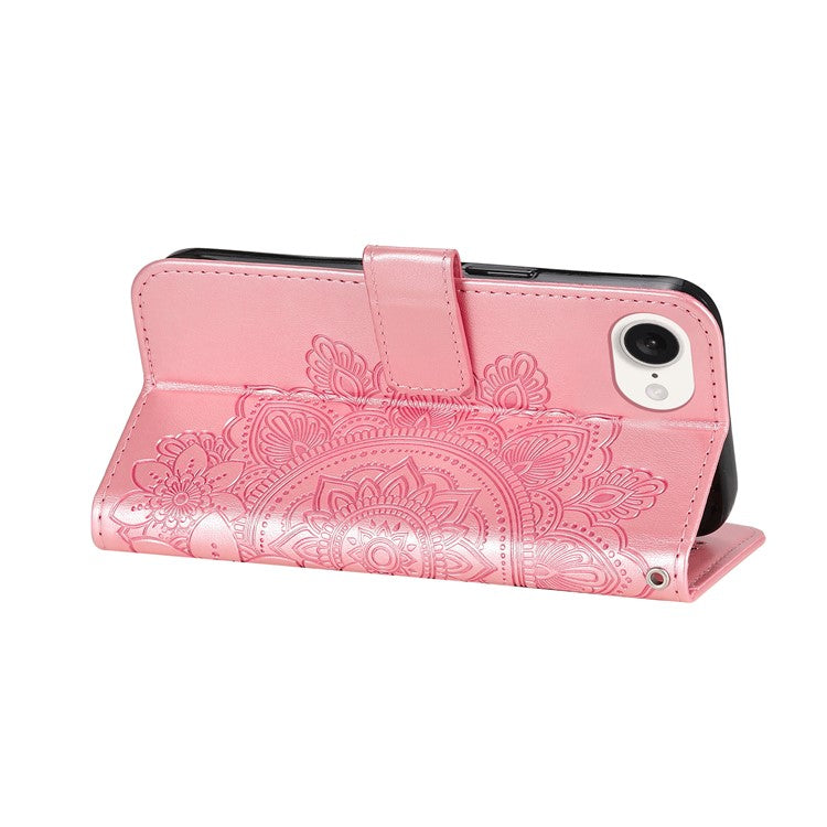 For iPhone 16e Leather Wallet Case Flower Pattern Mobile Accessories Wholesale - Pink
