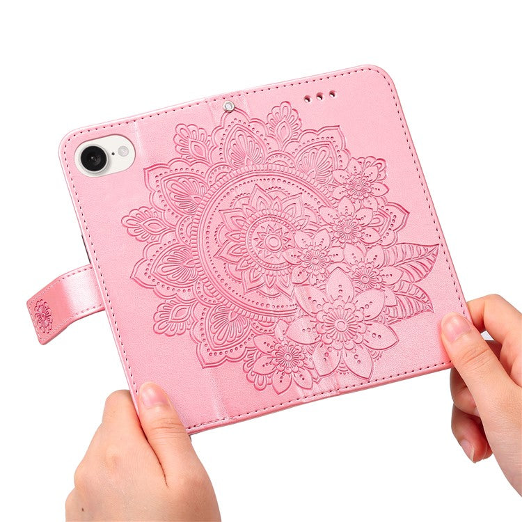 For iPhone 16e Leather Wallet Case Flower Pattern Mobile Accessories Wholesale - Pink