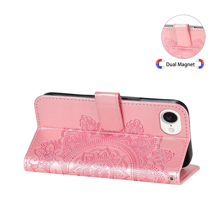 For iPhone 16e Leather Wallet Case Flower Pattern Mobile Accessories Wholesale - Pink