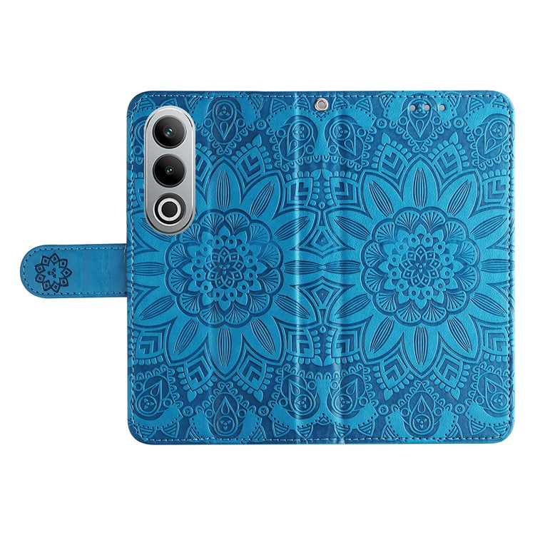 For OnePlus Nord CE4 5G / Oppo K12 Wallet Case Sunflower Leather Phone Cover with Stand - Blue