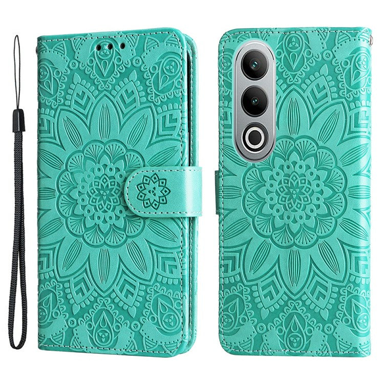 For OnePlus Nord CE4 5G / Oppo K12 Wallet Case Sunflower Leather Phone Cover with Stand - Green
