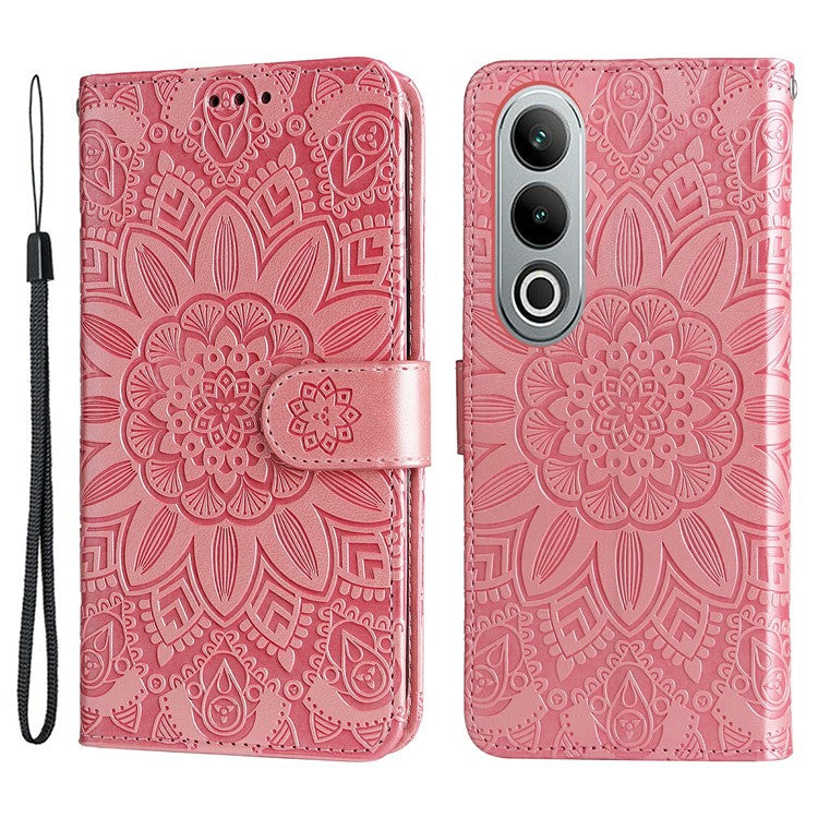 For OnePlus Nord CE4 5G / Oppo K12 Wallet Case Sunflower Leather Phone Cover with Stand - Pink