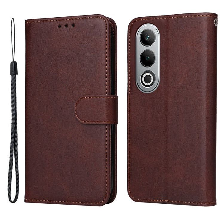 Phone Stand Case for OnePlus Nord CE4 5G / Oppo K12 Magnetic Leather Flip Wallet Phone Cover - Brown