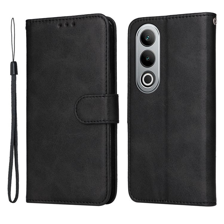 Phone Stand Case for OnePlus Nord CE4 5G / Oppo K12 Magnetic Leather Flip Wallet Phone Cover - Black