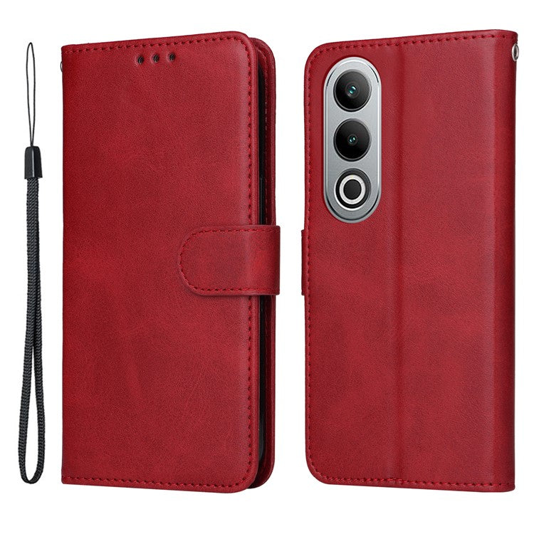 Phone Stand Case for OnePlus Nord CE4 5G / Oppo K12 Magnetic Leather Flip Wallet Phone Cover - Red