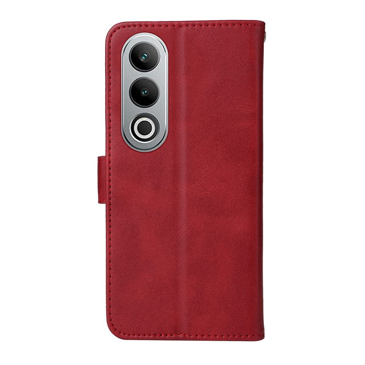 Phone Stand Case for OnePlus Nord CE4 5G / Oppo K12 Magnetic Leather Flip Wallet Phone Cover - Red