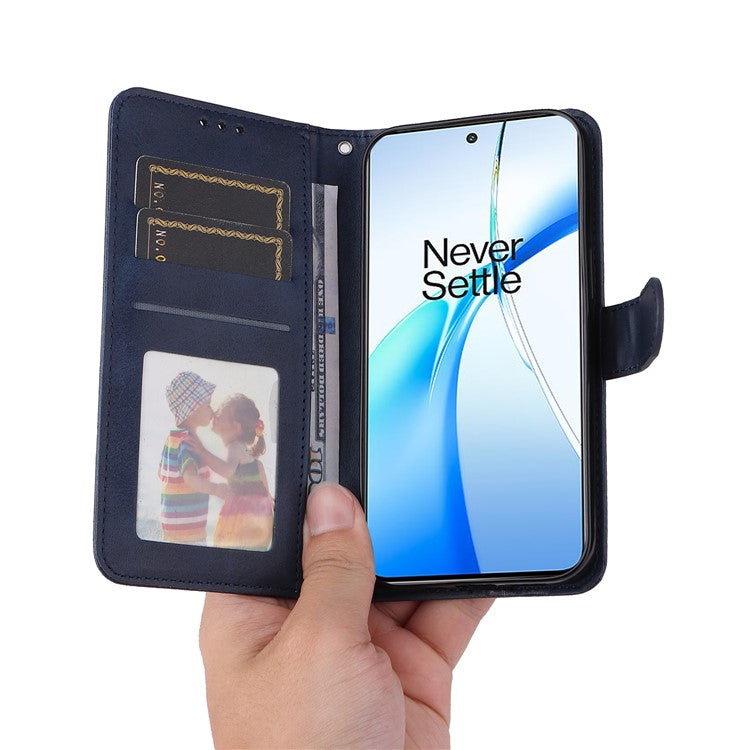 Phone Stand Case for OnePlus Nord CE4 5G / Oppo K12 Magnetic Leather Flip Wallet Phone Cover - Blue