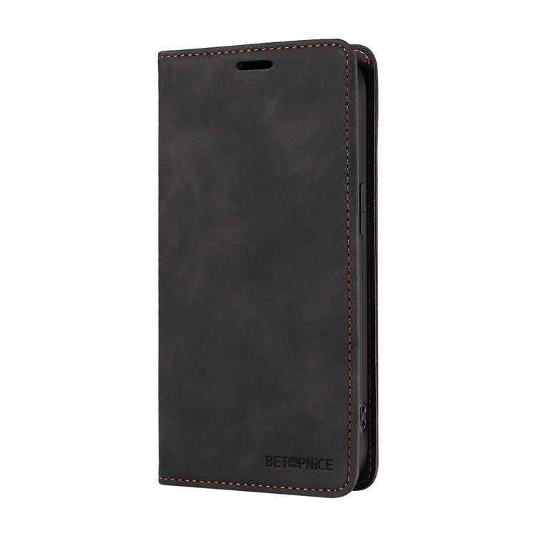 BETOPNICE 003 For iPhone 16e Wallet Case RFID Blocking Leather+TPU Shockproof Phone Shell - Black