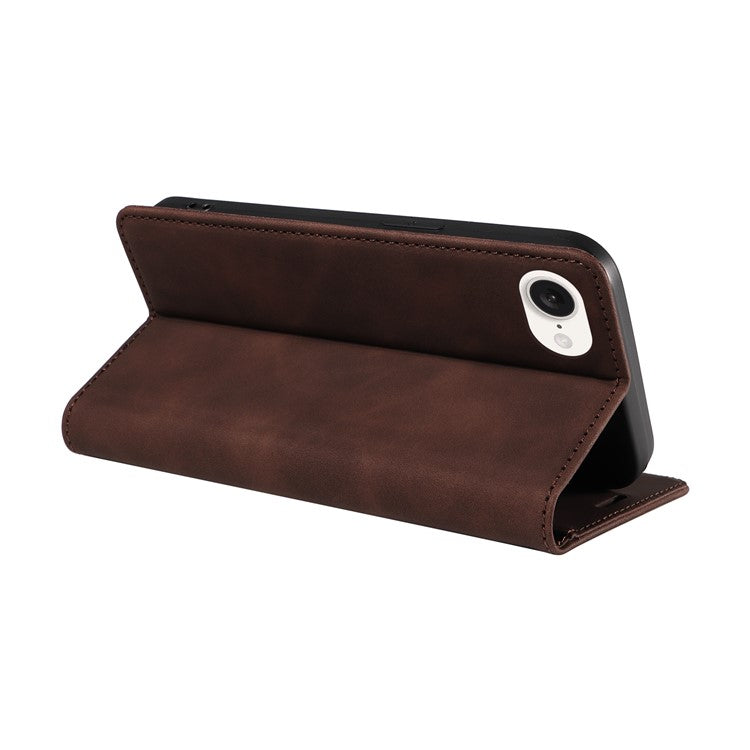 BETOPNICE 003 For iPhone 16e Wallet Case RFID Blocking Leather+TPU Shockproof Phone Shell - Brown