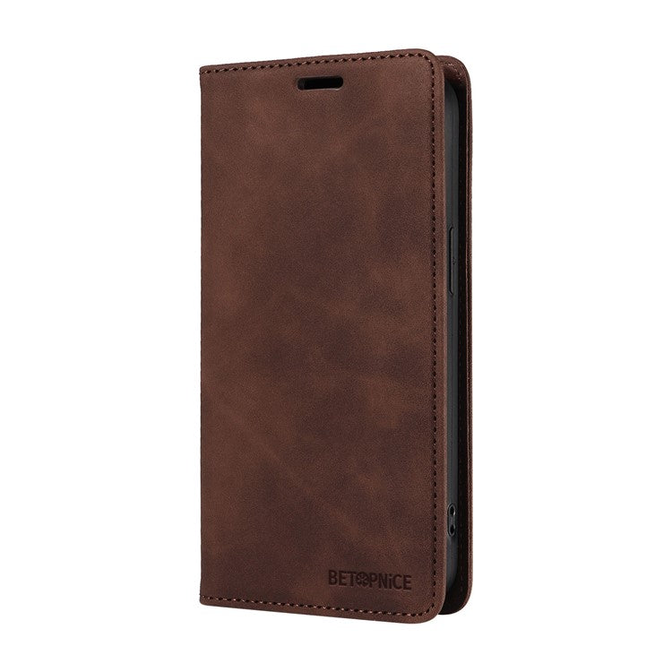 BETOPNICE 003 For iPhone 16e Wallet Case RFID Blocking Leather+TPU Shockproof Phone Shell - Brown