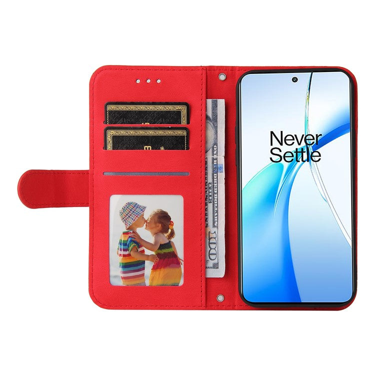 Stand Case for OnePlus Nord CE4 5G / Oppo K12 Folio Flip Leather+TPU Phone Cover - Red