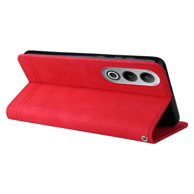 Stand Case for OnePlus Nord CE4 5G / Oppo K12 Folio Flip Leather+TPU Phone Cover - Red