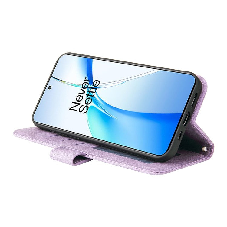 Stand Case for OnePlus Nord CE4 5G / Oppo K12 Folio Flip Leather+TPU Phone Cover - Purple