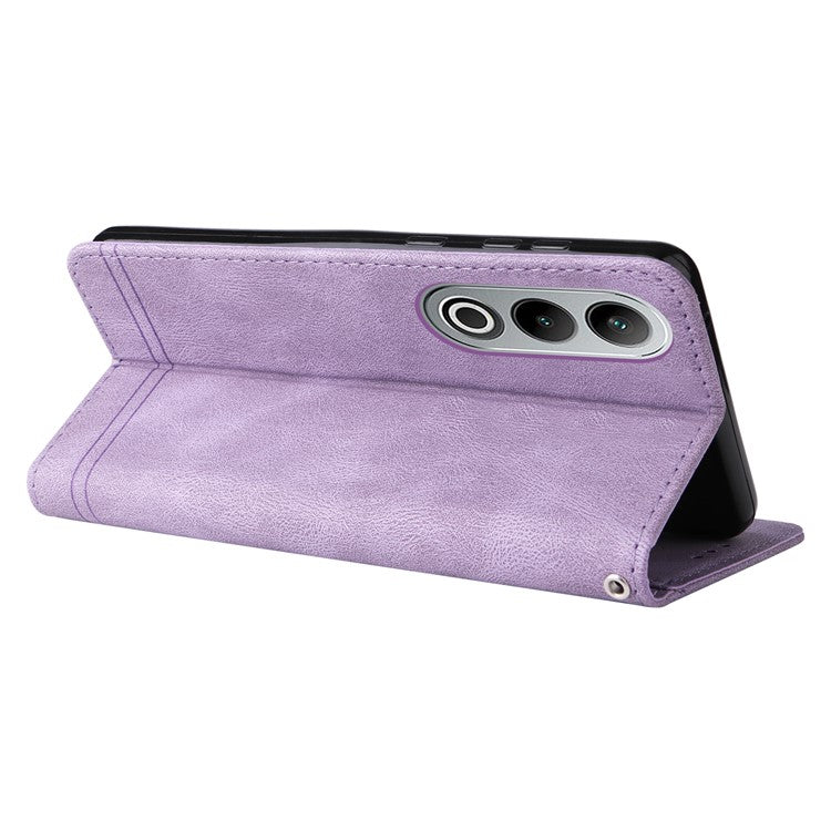Stand Case for OnePlus Nord CE4 5G / Oppo K12 Folio Flip Leather+TPU Phone Cover - Purple