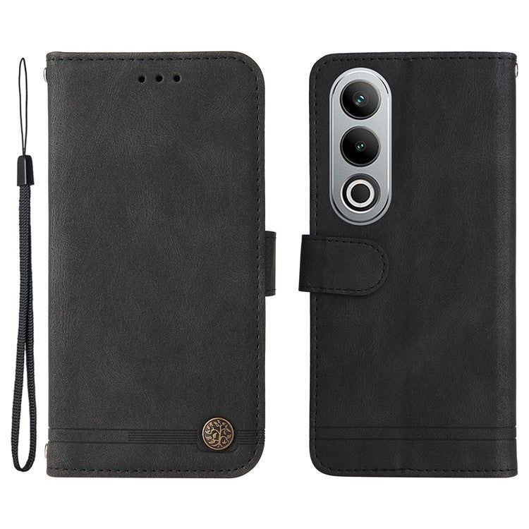 Stand Case for OnePlus Nord CE4 5G / Oppo K12 Folio Flip Leather+TPU Phone Cover - Black