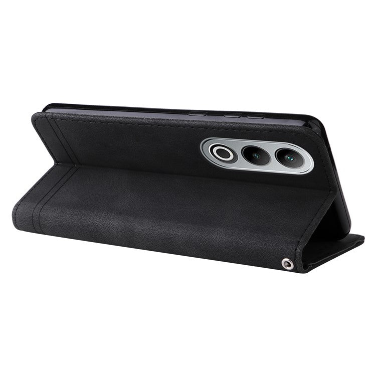 Stand Case for OnePlus Nord CE4 5G / Oppo K12 Folio Flip Leather+TPU Phone Cover - Black