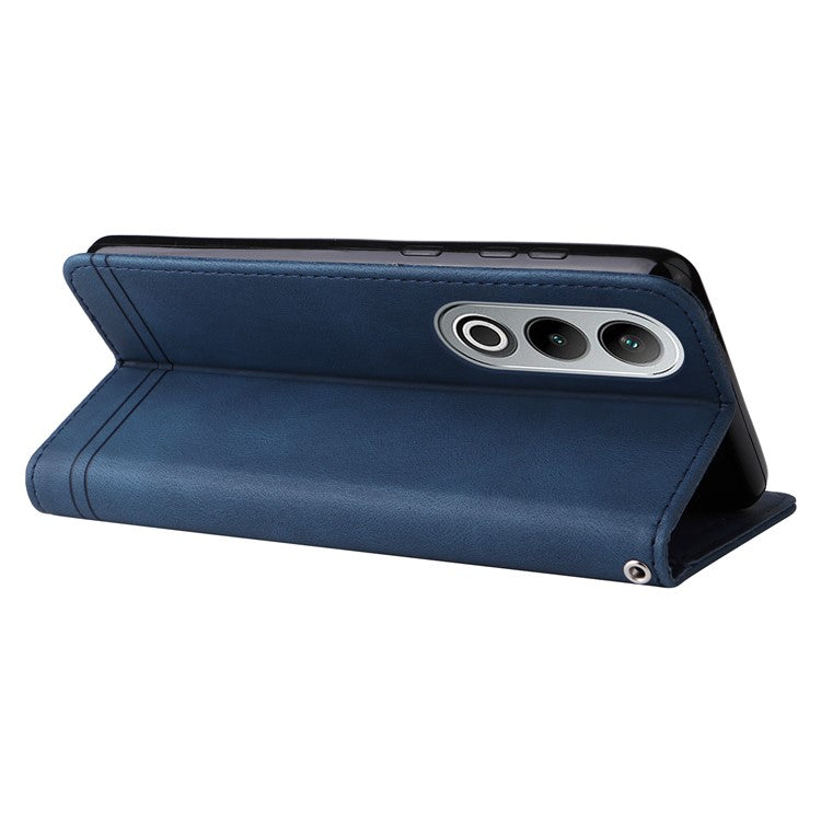 Stand Case for OnePlus Nord CE4 5G / Oppo K12 Folio Flip Leather+TPU Phone Cover - Blue
