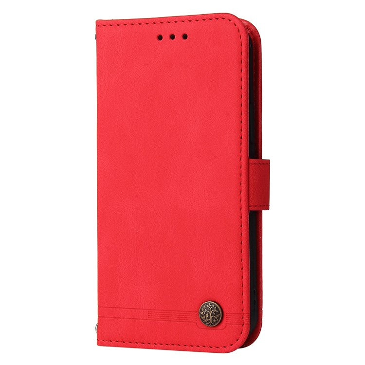 For iPhone 16e Case Magnetic Clasp Folio Flip Stand Leather+TPU Phone Cover - Red