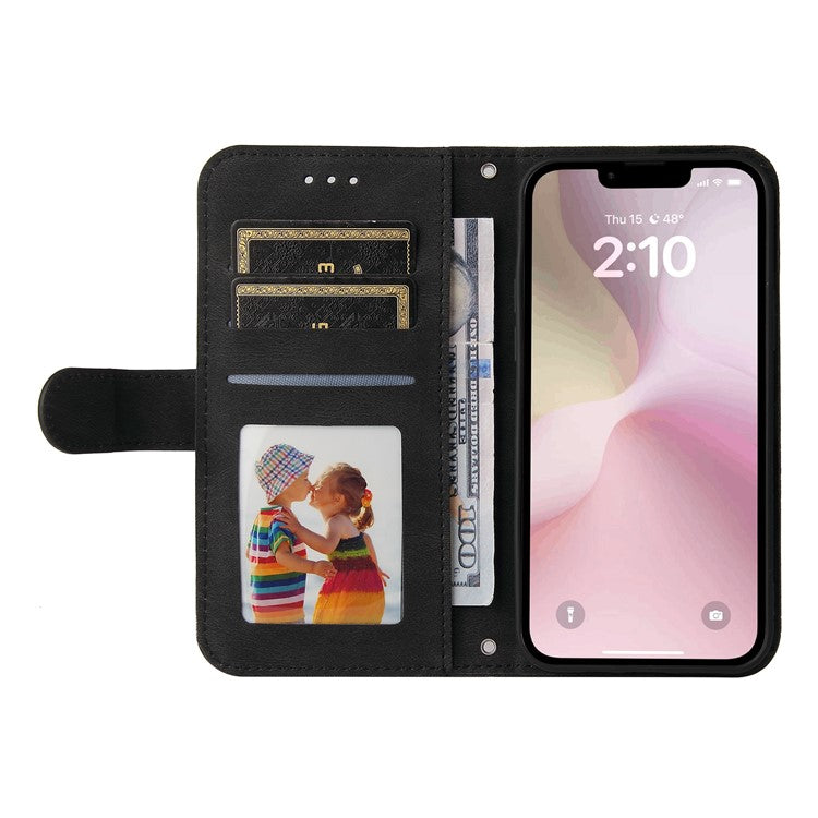 For iPhone 16e Case Magnetic Clasp Folio Flip Stand Leather+TPU Phone Cover - Black