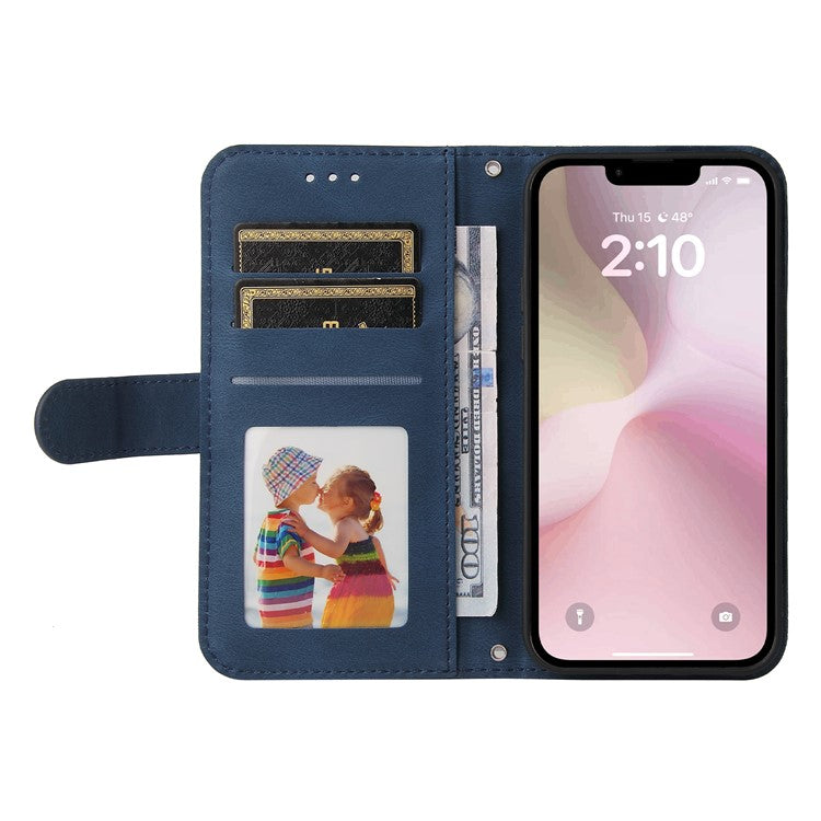 For iPhone 16e Case Magnetic Clasp Folio Flip Stand Leather+TPU Phone Cover - Blue