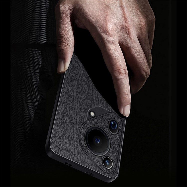 For Huawei Pura 70 Ultra Cases Wood Texture PU+PC+TPU Phone Cover - Grey