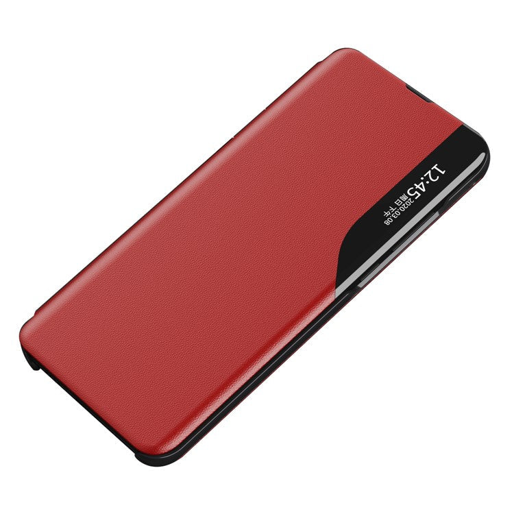 For Samsung Galaxy M55 5G / C55 5G / F55 5G Leather Case Stand Phone Cover with View Window - Red