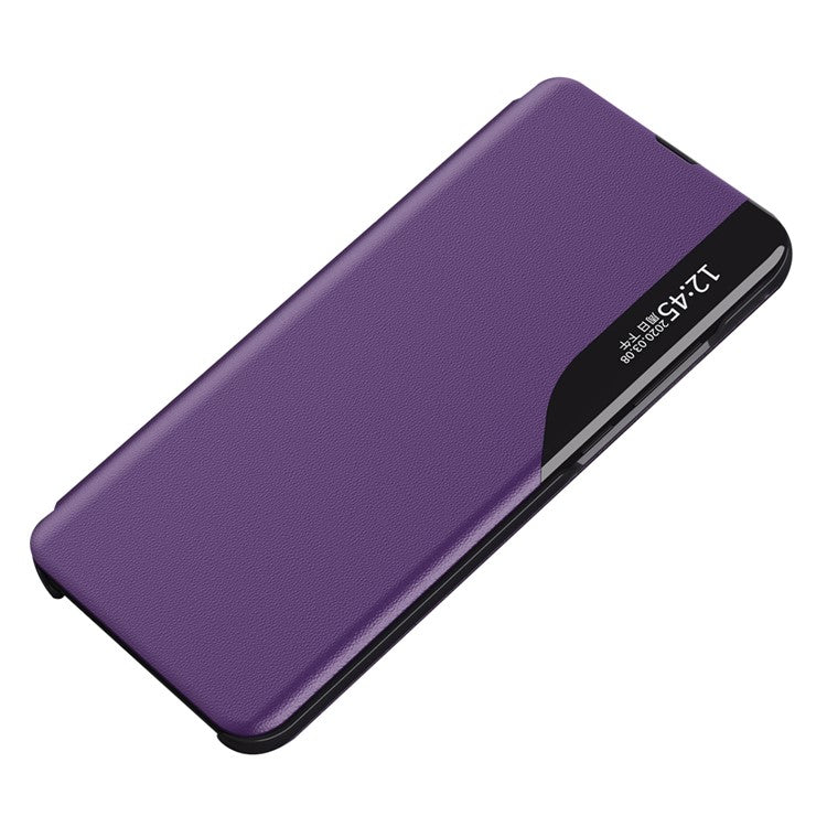 For Samsung Galaxy M55 5G / C55 5G / F55 5G Leather Case Stand Phone Cover with View Window - Purple