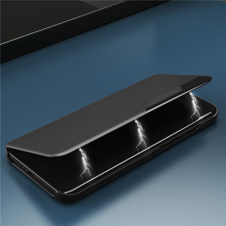For Samsung Galaxy M55 5G / C55 5G / F55 5G Leather Case Stand Phone Cover with View Window - Blue