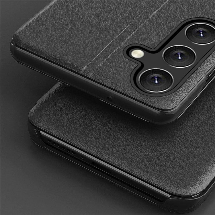 For Samsung Galaxy M55 5G / C55 5G / F55 5G Leather Case Stand Phone Cover with View Window - Blue