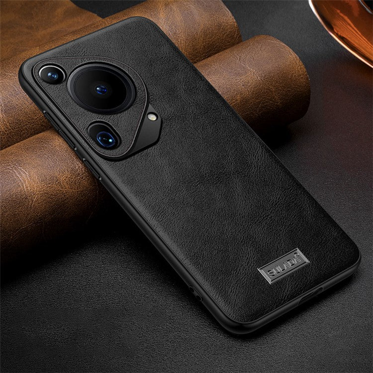 SULADA For Huawei Pura 70 Ultra Phone Case PU Leather+TPU+PC Back Cover - Black