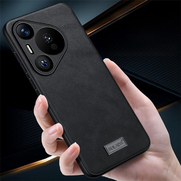 SULADA For Huawei Pura 70 Case PU Leather Coated TPU+PC Anti-scratch Phone Cover - Orange
