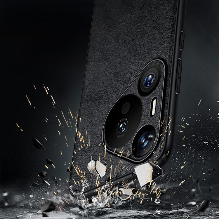 SULADA For Huawei Pura 70 Case PU Leather Coated TPU+PC Anti-scratch Phone Cover - Orange
