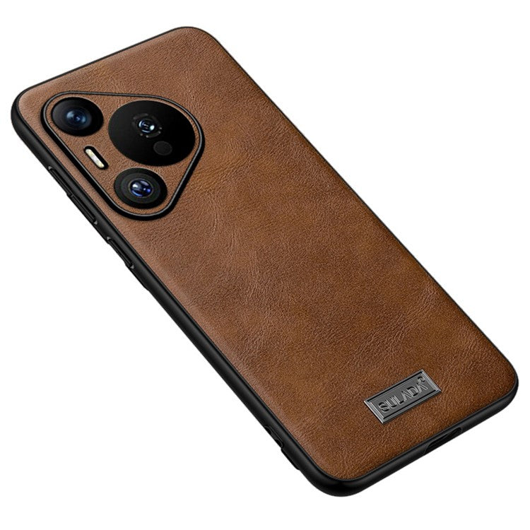 SULADA For Huawei Pura 70 Case PU Leather Coated TPU+PC Anti-scratch Phone Cover - Brown