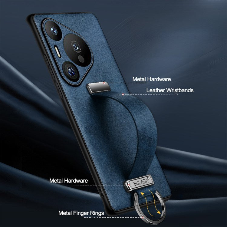 SULADA Fashion Series for Huawei Pura 70 Case Kickstand Wristband Leather Coated PC+TPU Phone Cover - Brown