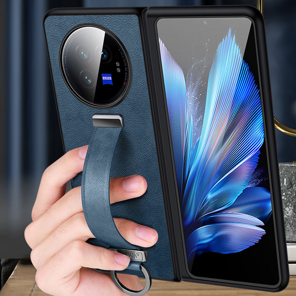 SULADA Fashion Series for vivo X Fold3 Case Leather Coated PC+TPU Cover with Kickstand - Red