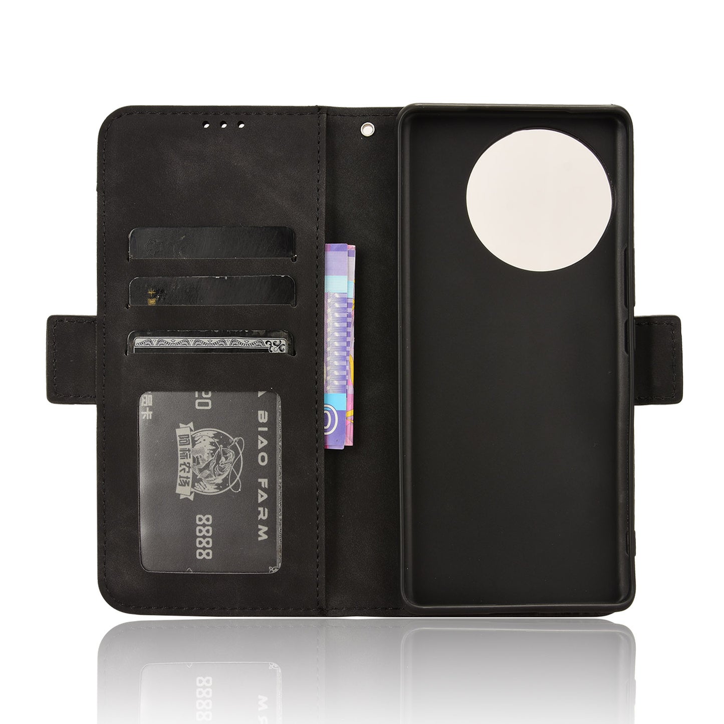 For vivo V30e 5G / V40 Lite 5G Case PU Leather Flip Folio Phone Cover with Multiple Card Holders - Black