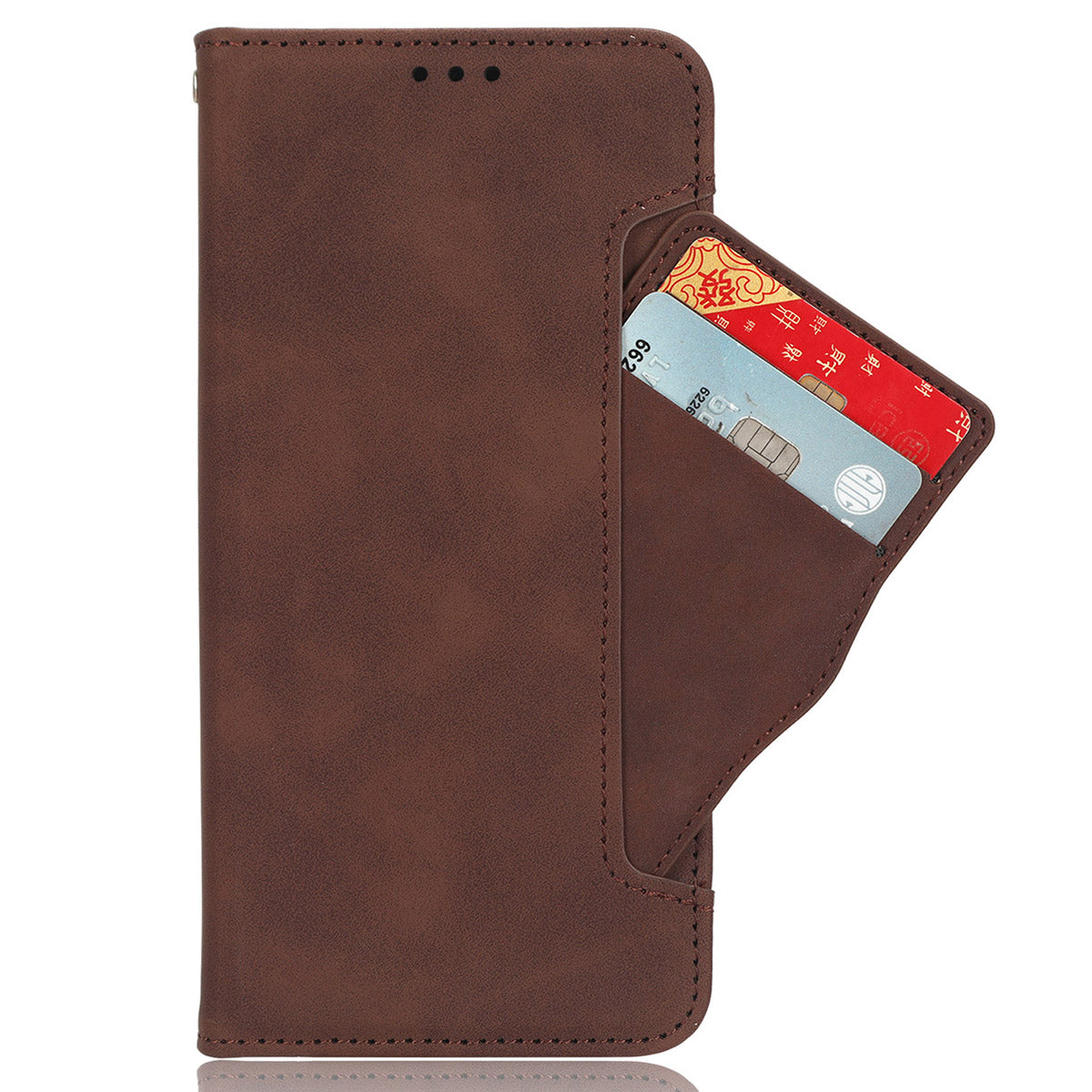 For vivo V30e 5G / V40 Lite 5G Case PU Leather Flip Folio Phone Cover with Multiple Card Holders - Brown