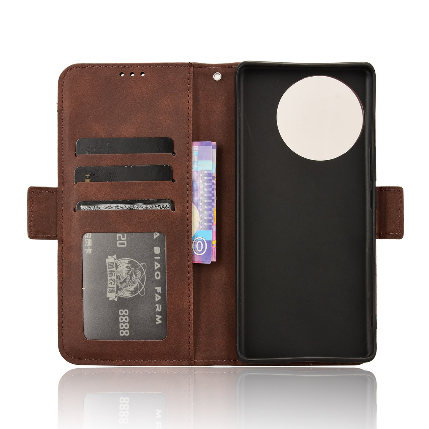 For vivo V30e 5G / V40 Lite 5G Case PU Leather Flip Folio Phone Cover with Multiple Card Holders - Brown