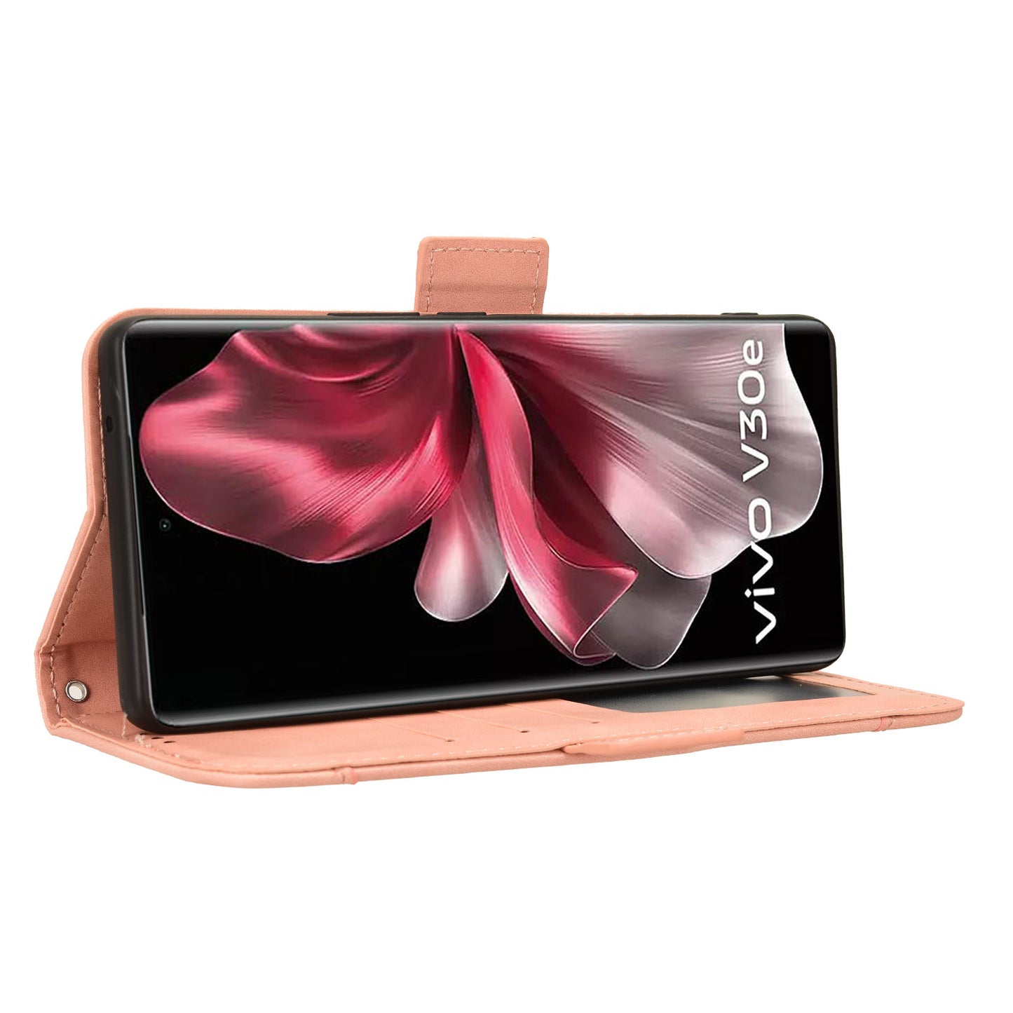 For vivo V30e 5G / V40 Lite 5G Case PU Leather Flip Folio Phone Cover with Multiple Card Holders - Pink