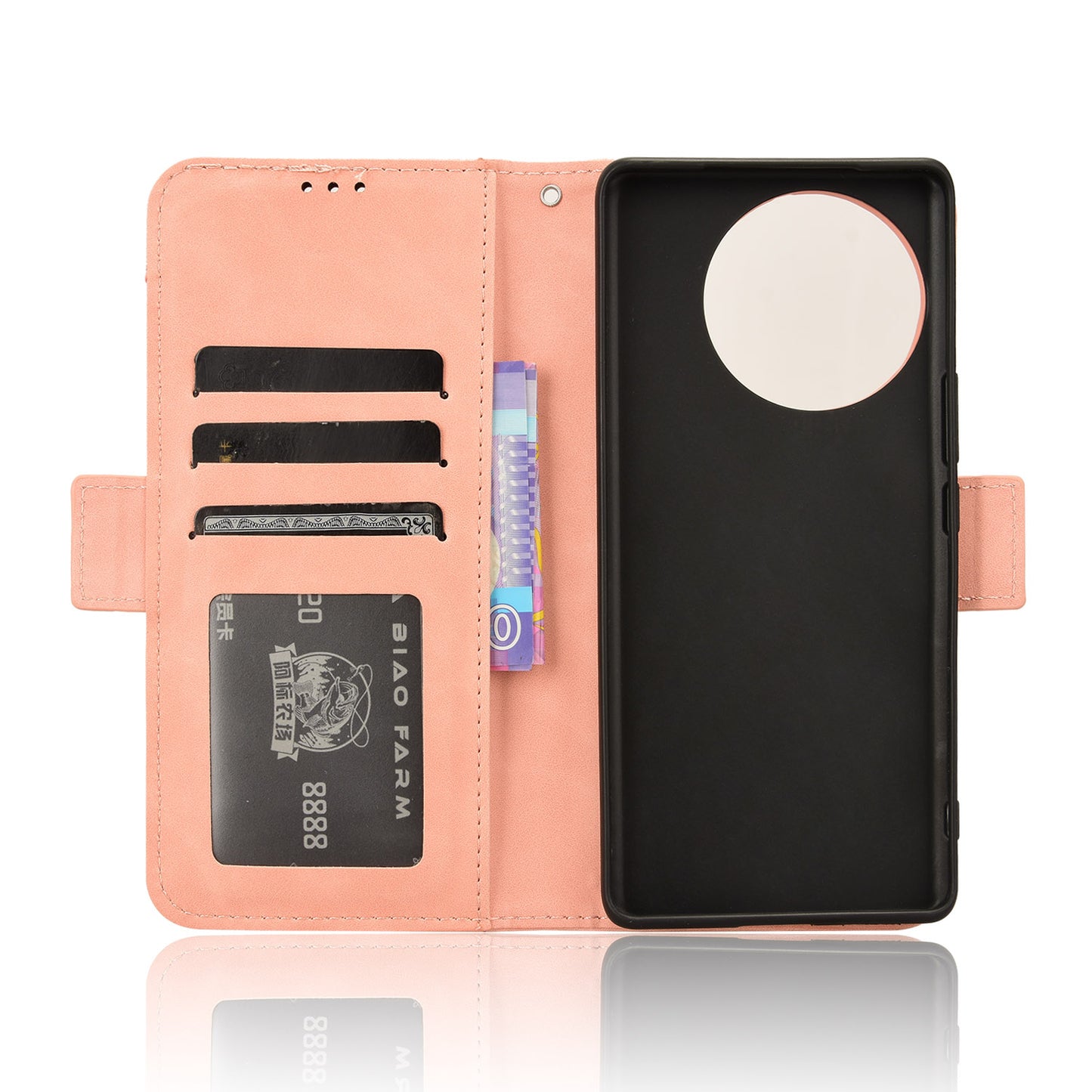 For vivo V30e 5G / V40 Lite 5G Case PU Leather Flip Folio Phone Cover with Multiple Card Holders - Pink