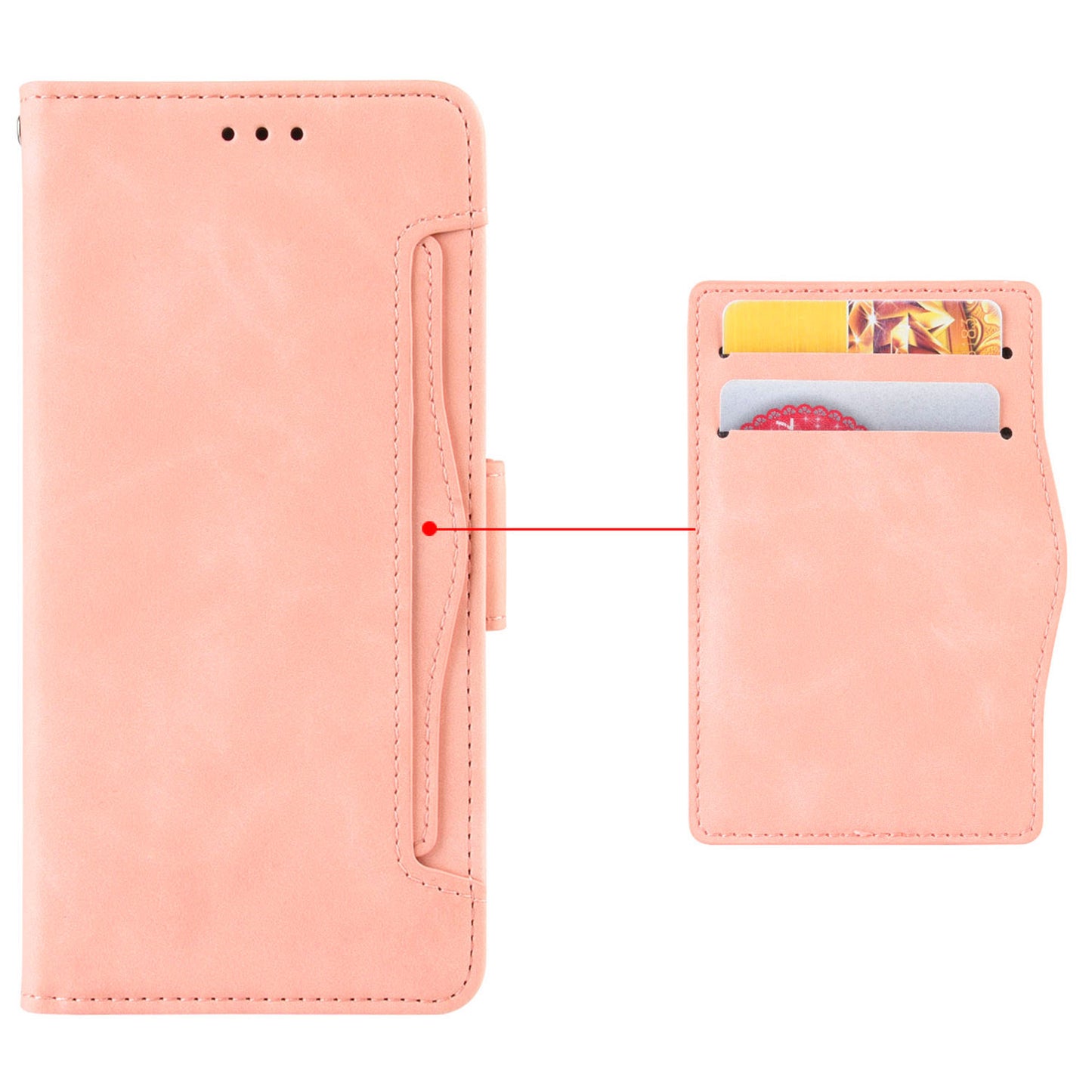 For vivo V30e 5G / V40 Lite 5G Case PU Leather Flip Folio Phone Cover with Multiple Card Holders - Pink