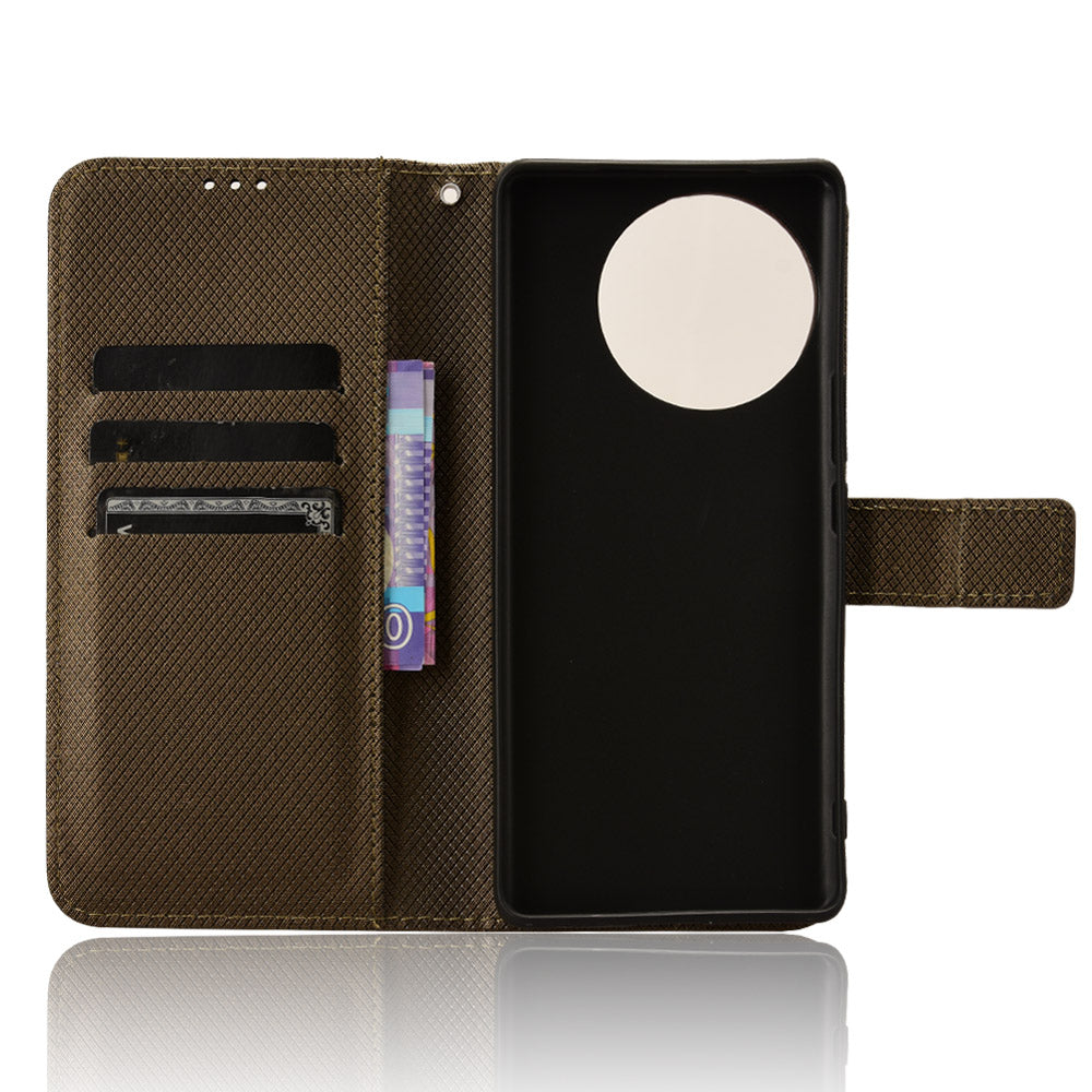 For vivo V30e 5G / V40 Lite 5G Wallet Case Diamond Texture PU Leather TPU Protective Phone Cover - Brown