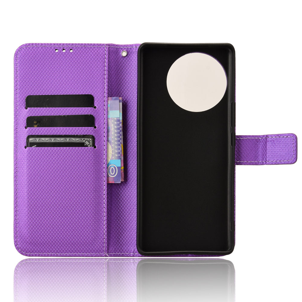 For vivo V30e 5G / V40 Lite 5G Wallet Case Diamond Texture PU Leather TPU Protective Phone Cover - Purple