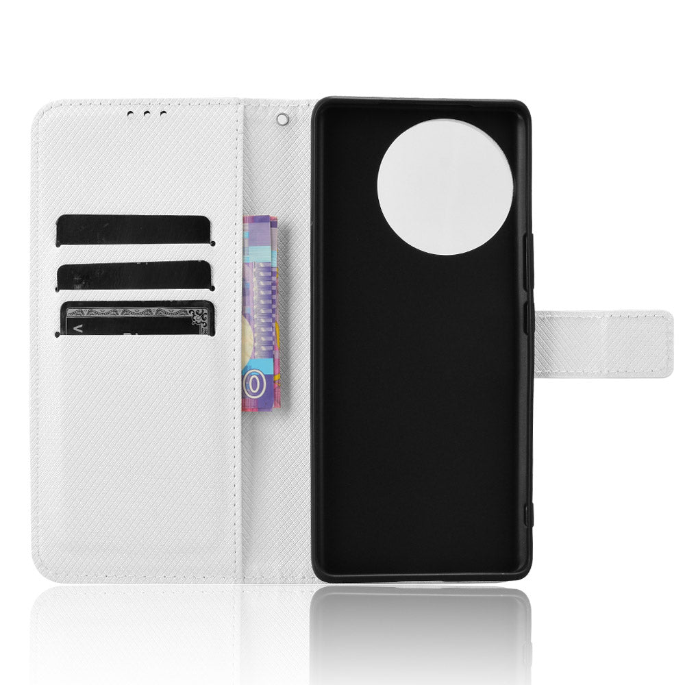 For vivo V30e 5G / V40 Lite 5G Wallet Case Diamond Texture PU Leather TPU Protective Phone Cover - White