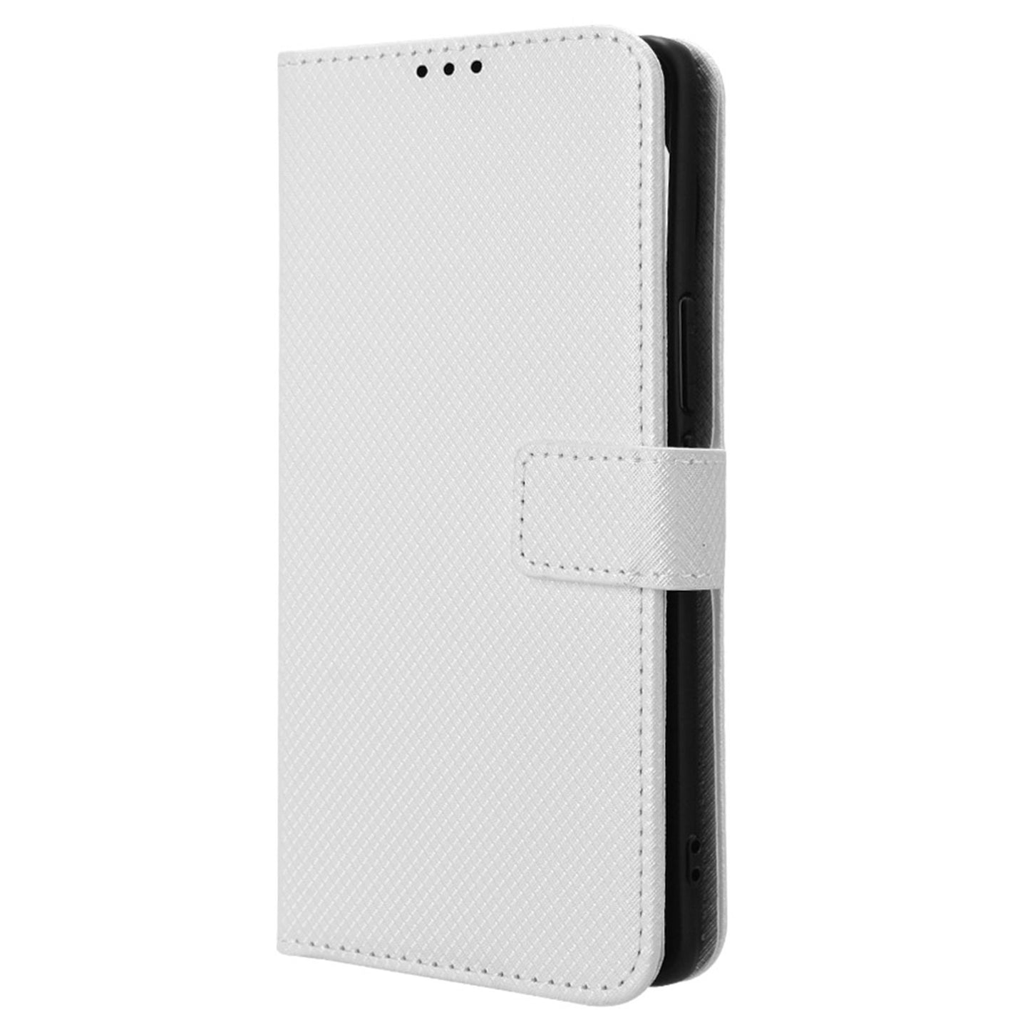 For vivo V30e 5G / V40 Lite 5G Wallet Case Diamond Texture PU Leather TPU Protective Phone Cover - White